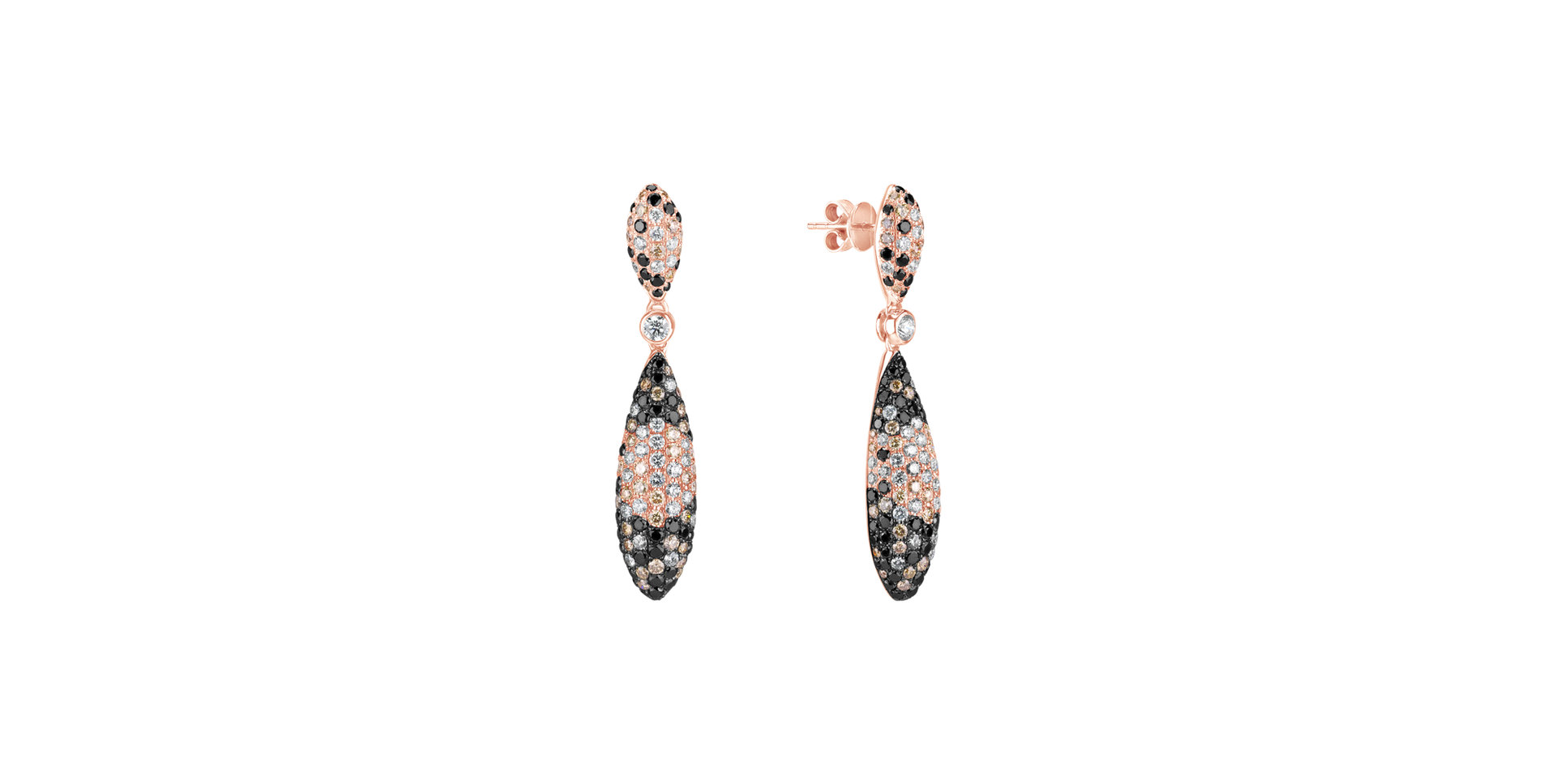 Earrings with white, brown and black diamonds Inferno Secret