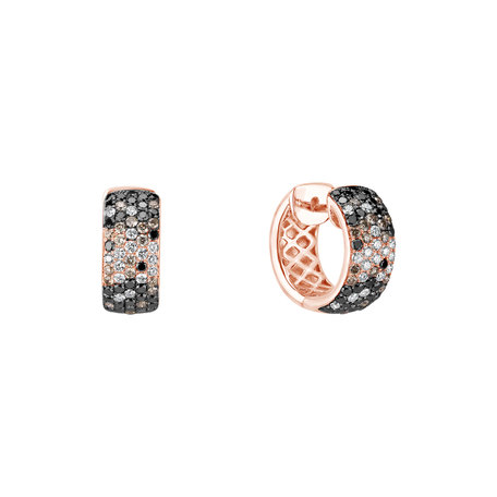 Earrings with white, brown and black diamonds Inferno Love