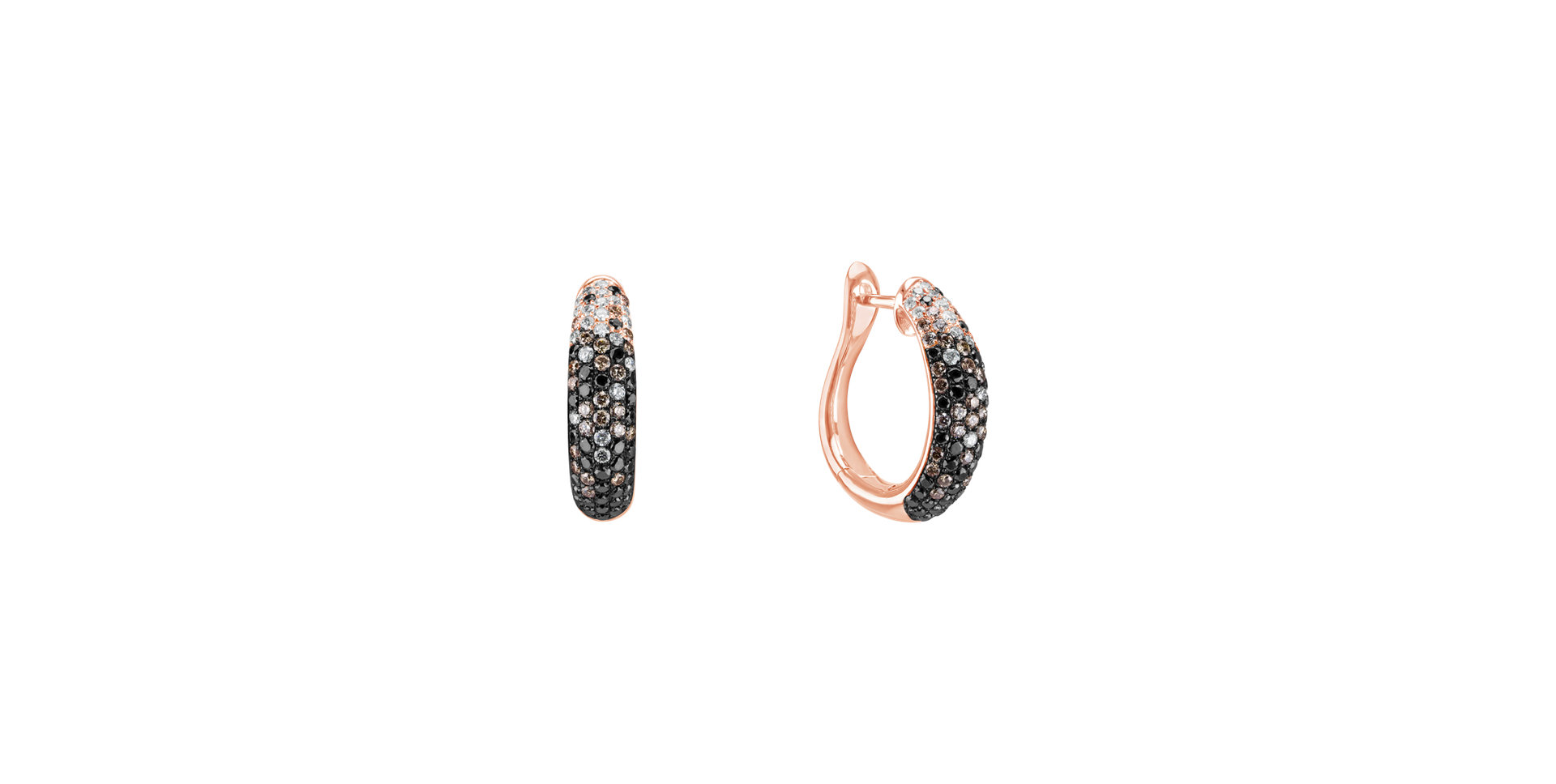Earrings with white, brown and black diamonds Inferno Rain