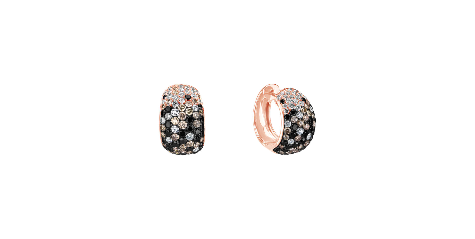 Earrings with white, brown and black diamonds Inferno Treasure