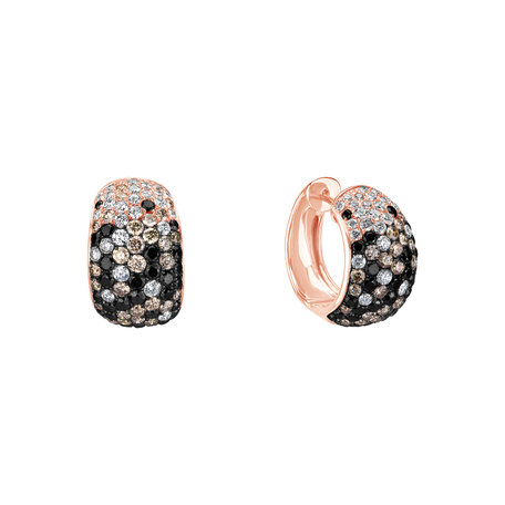 Earrings with white, brown and black diamonds Inferno Treasure