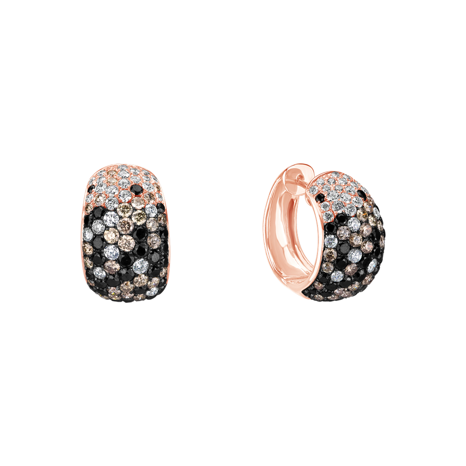 Earrings with white, brown and black diamonds Inferno Treasure