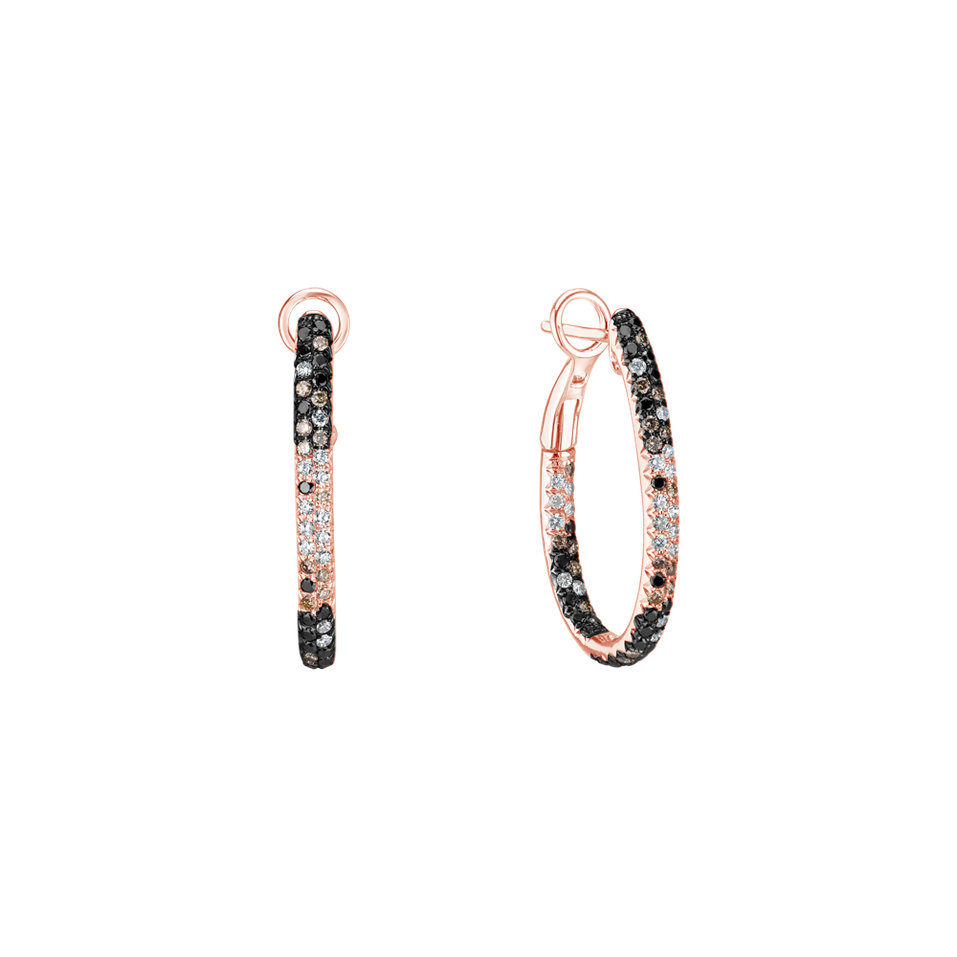 Earrings with white, brown and black diamonds Inferno Courier
