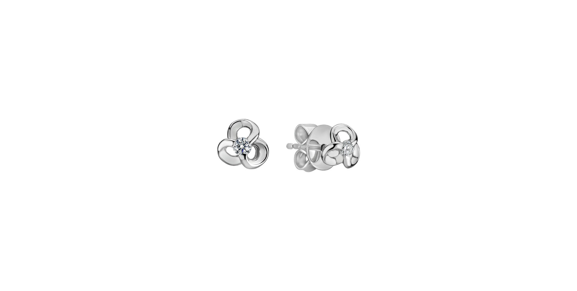 Diamond earrings Curled Flower