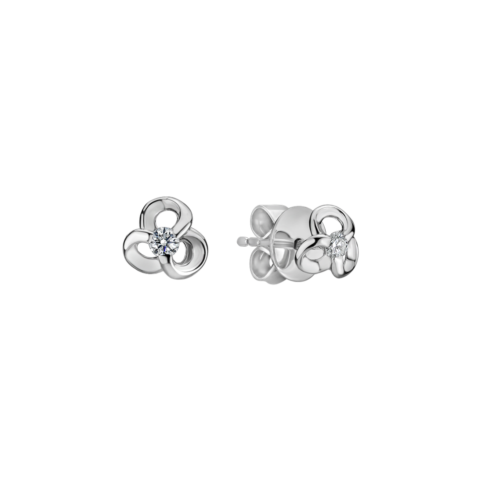 Diamond earrings Curled Flower