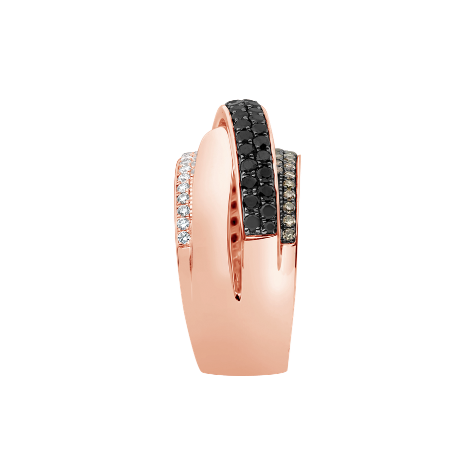 Ring with white, brown and black diamonds Starshine Glam