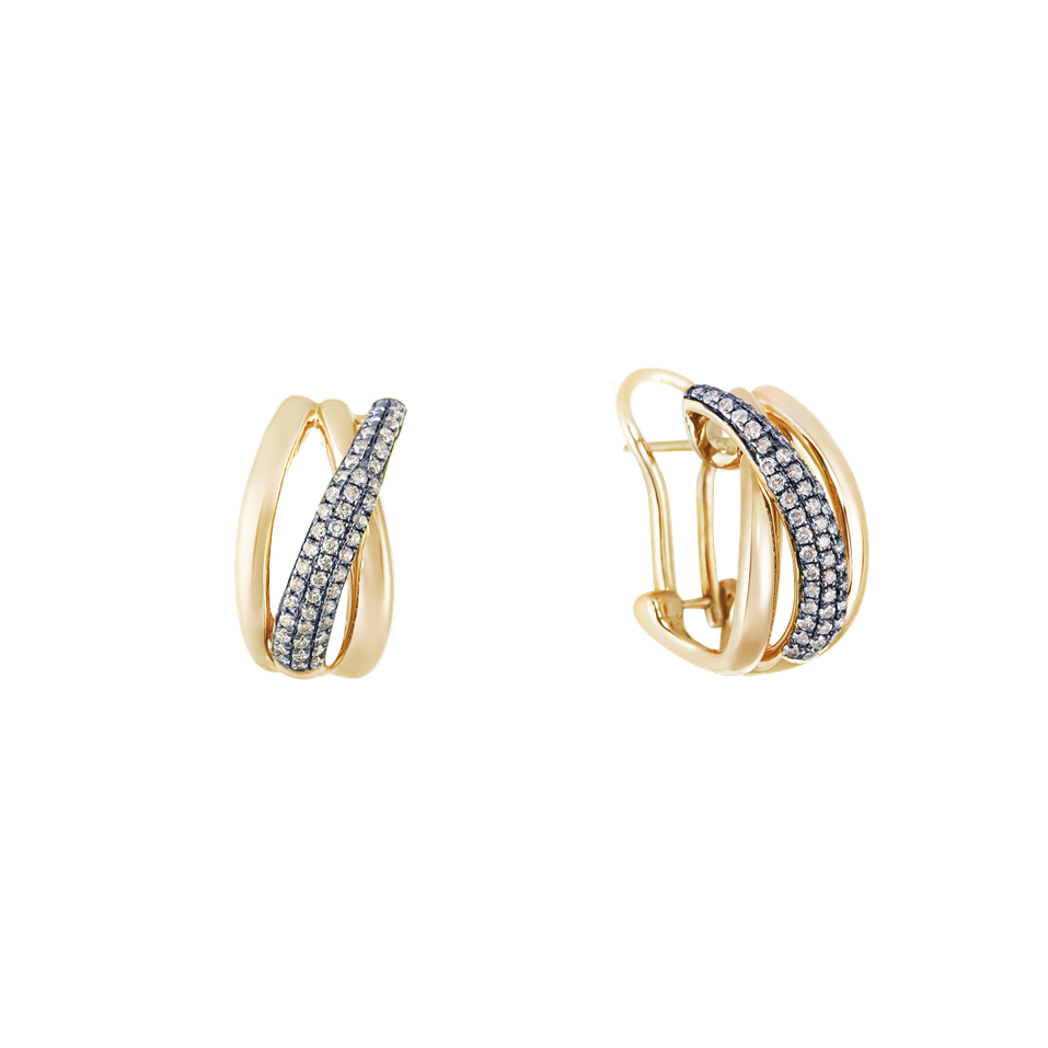 Earrings with brown diamonds Sunshine Streamer