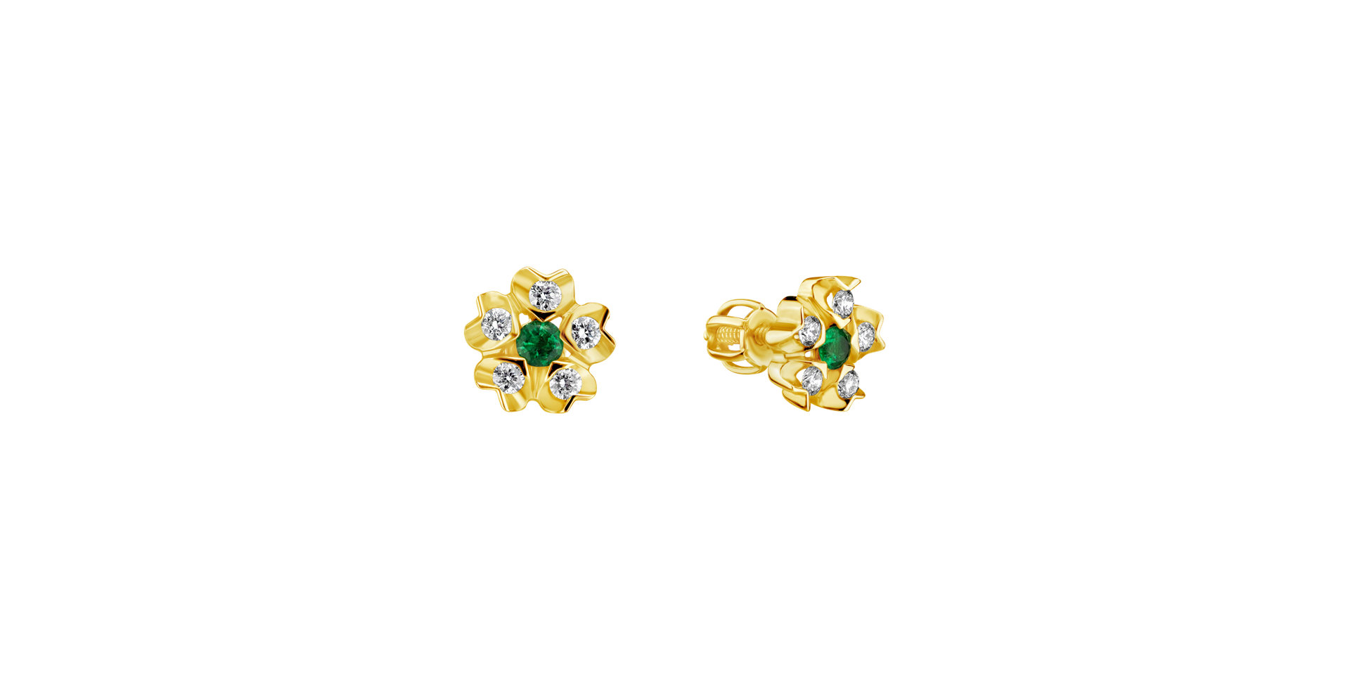 Diamond earrings with Emerald Asters
