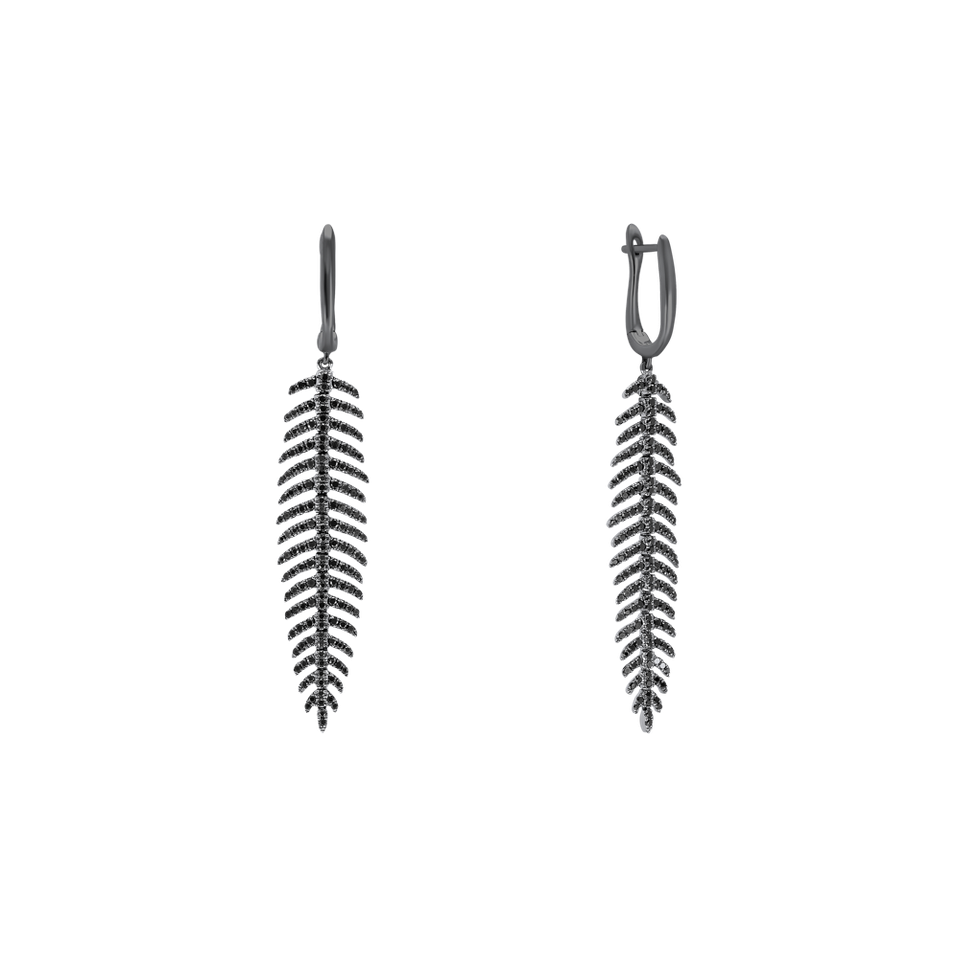 Earrings with black diamonds Galaxy Feather