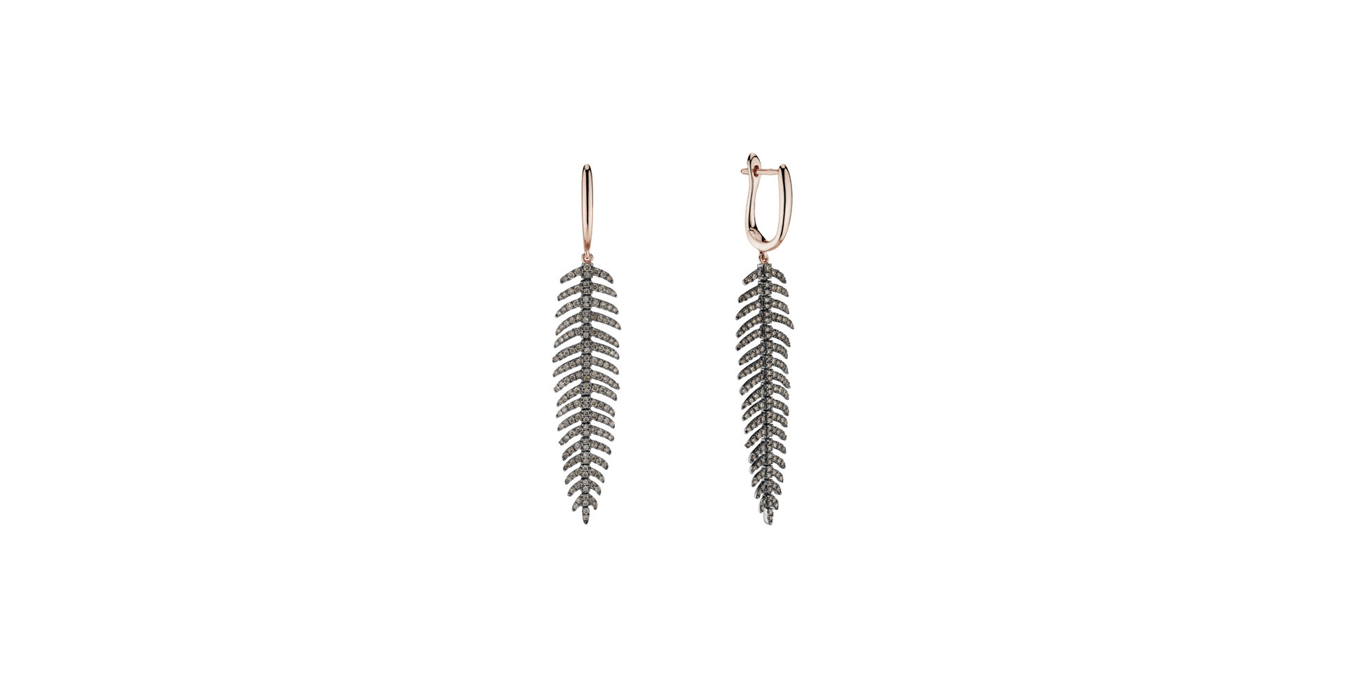 Earrings with brown diamonds Galaxy Feather