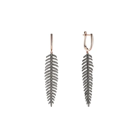 Earrings with brown diamonds Galaxy Feather