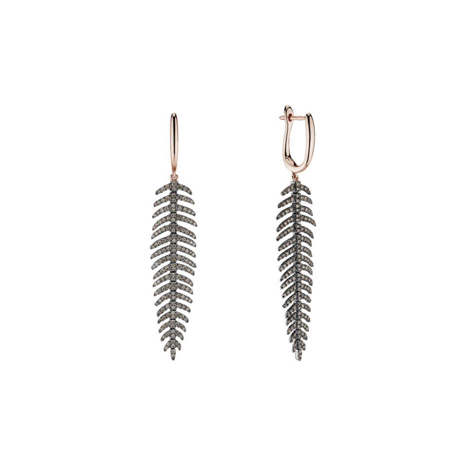 Earrings with brown diamonds Galaxy Feather
