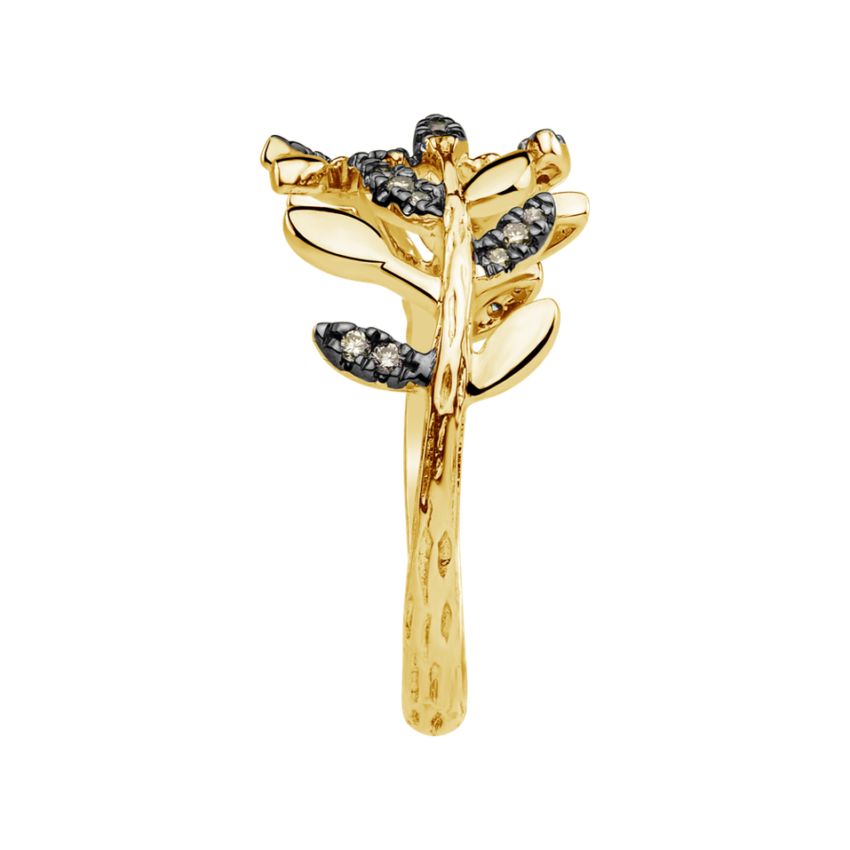 Ring with brown diamonds Heavenly Leaves