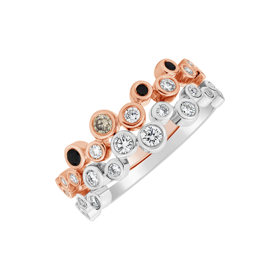 Ring with white, brown and black diamonds Virgin Tears
