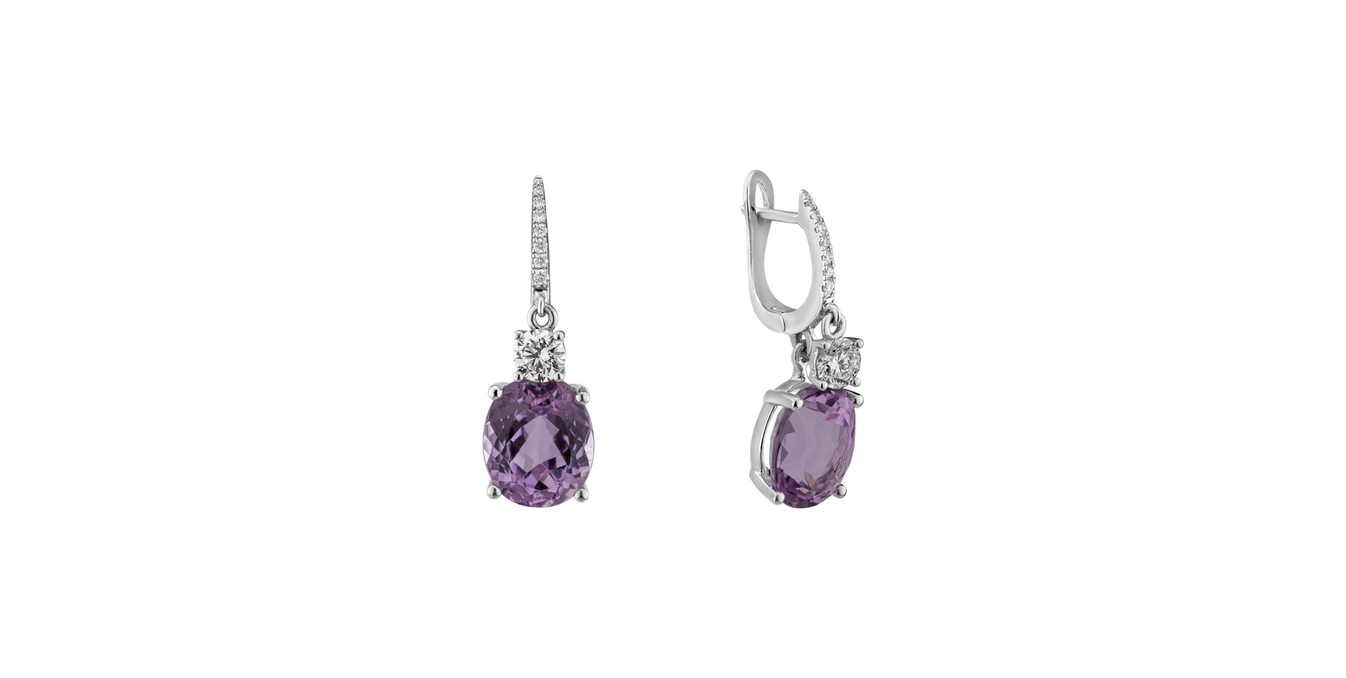 Diamond earrings with Kunzite Princess Memory