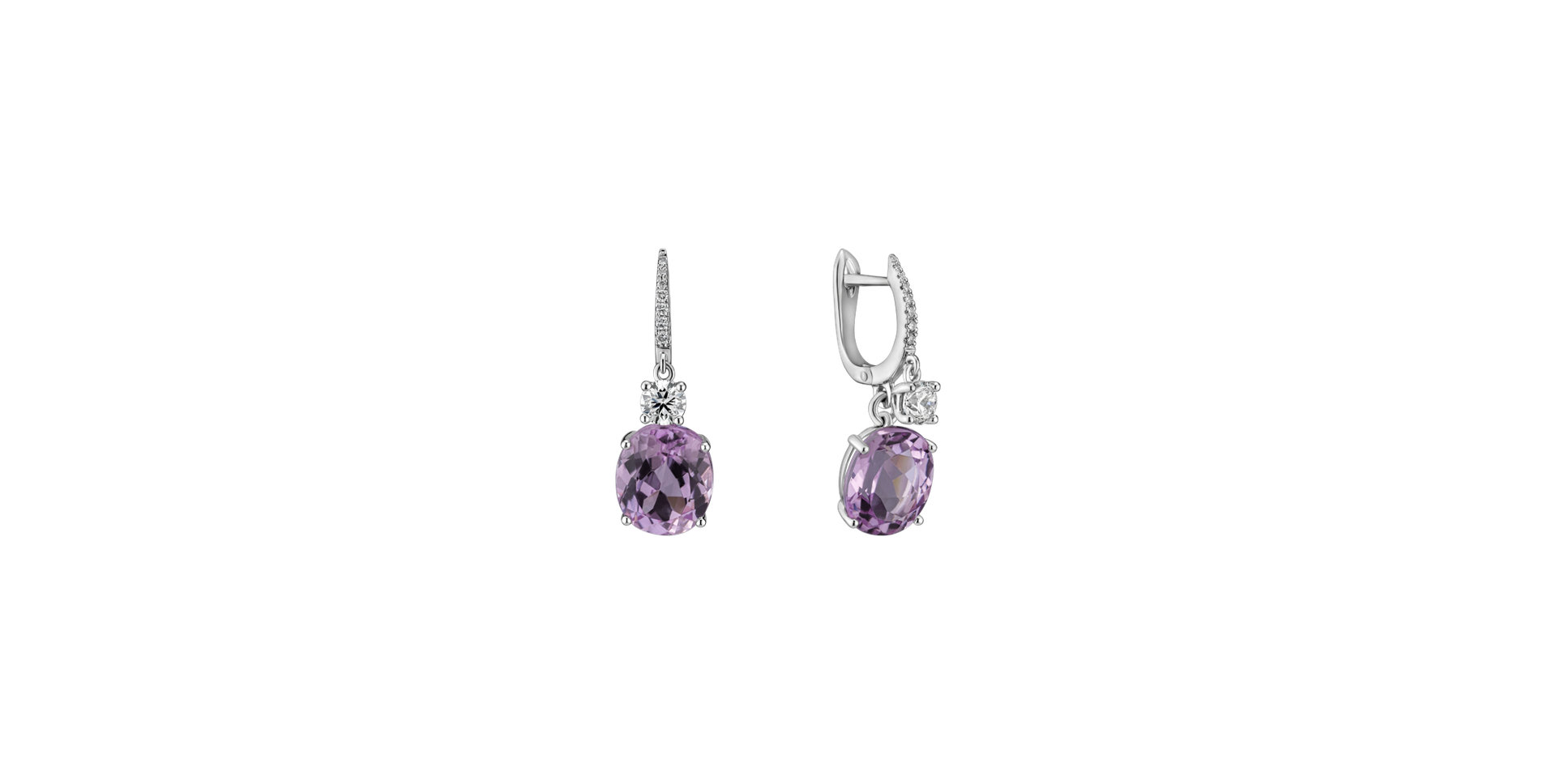 Diamond earrings with Kunzite Princess Memory
