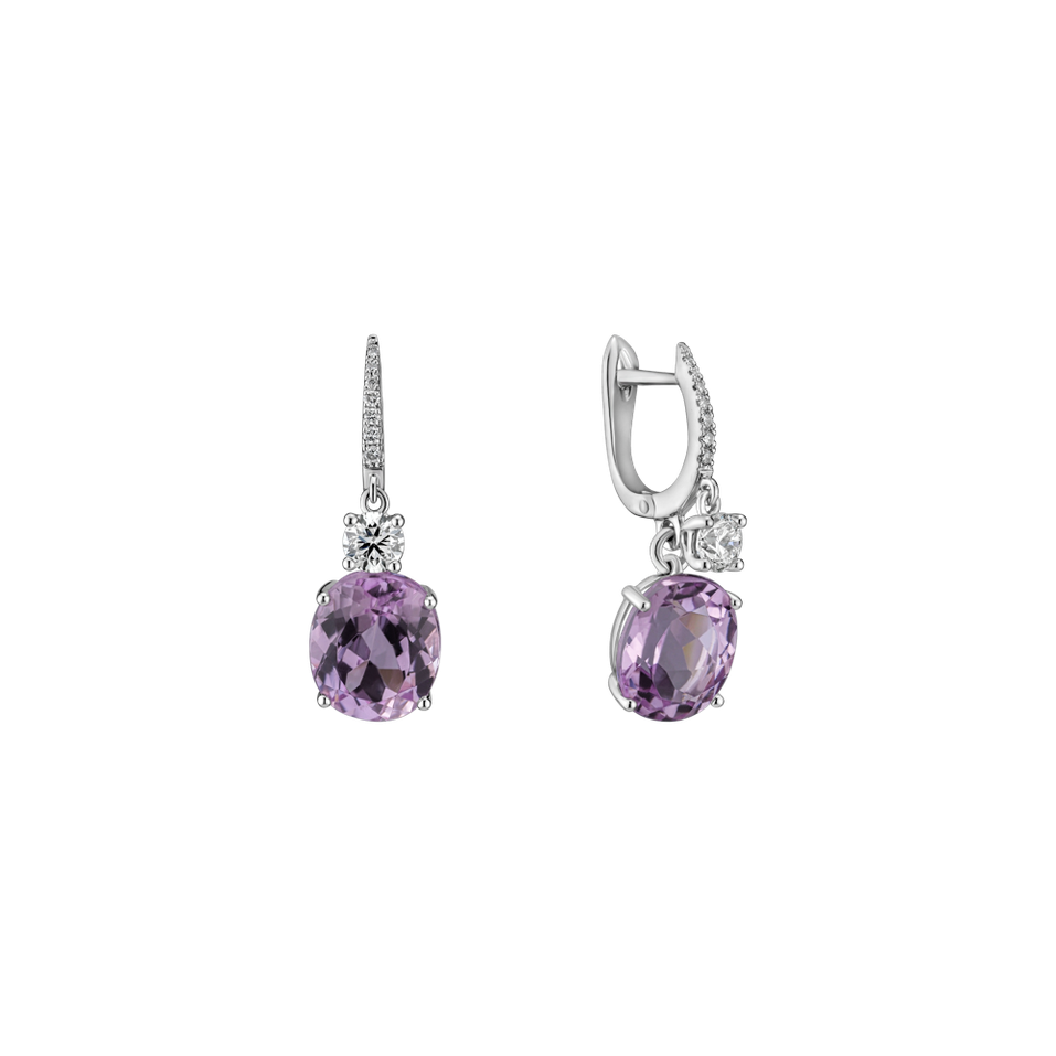 Diamond earrings with Kunzite Princess Memory