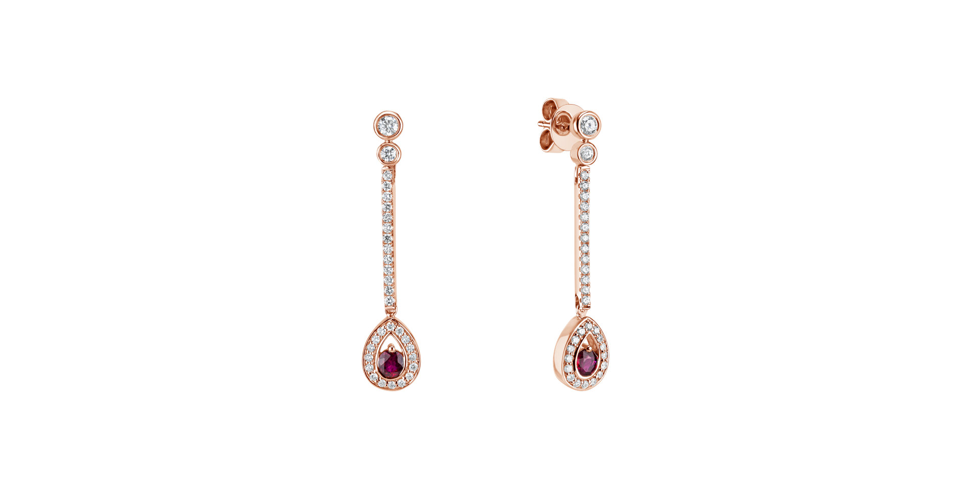 Diamond earrings with Ruby Glamour Drop