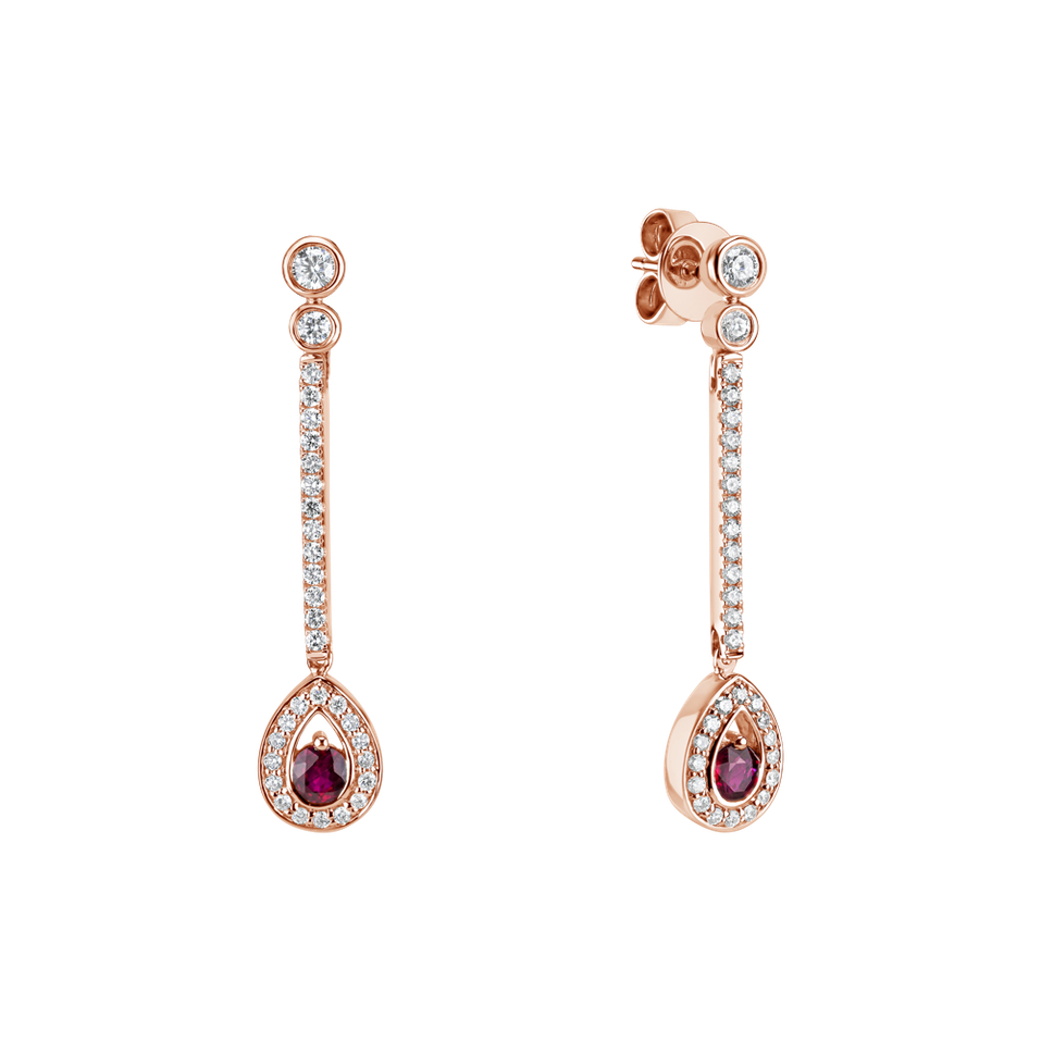 Diamond earrings with Ruby Glamour Drop