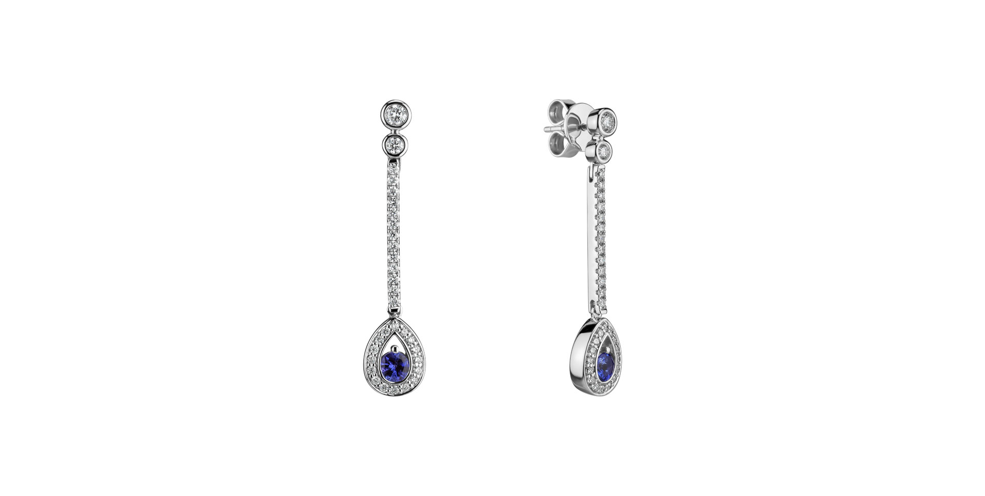 Diamond earrings with Tanzanite Glamour Drop