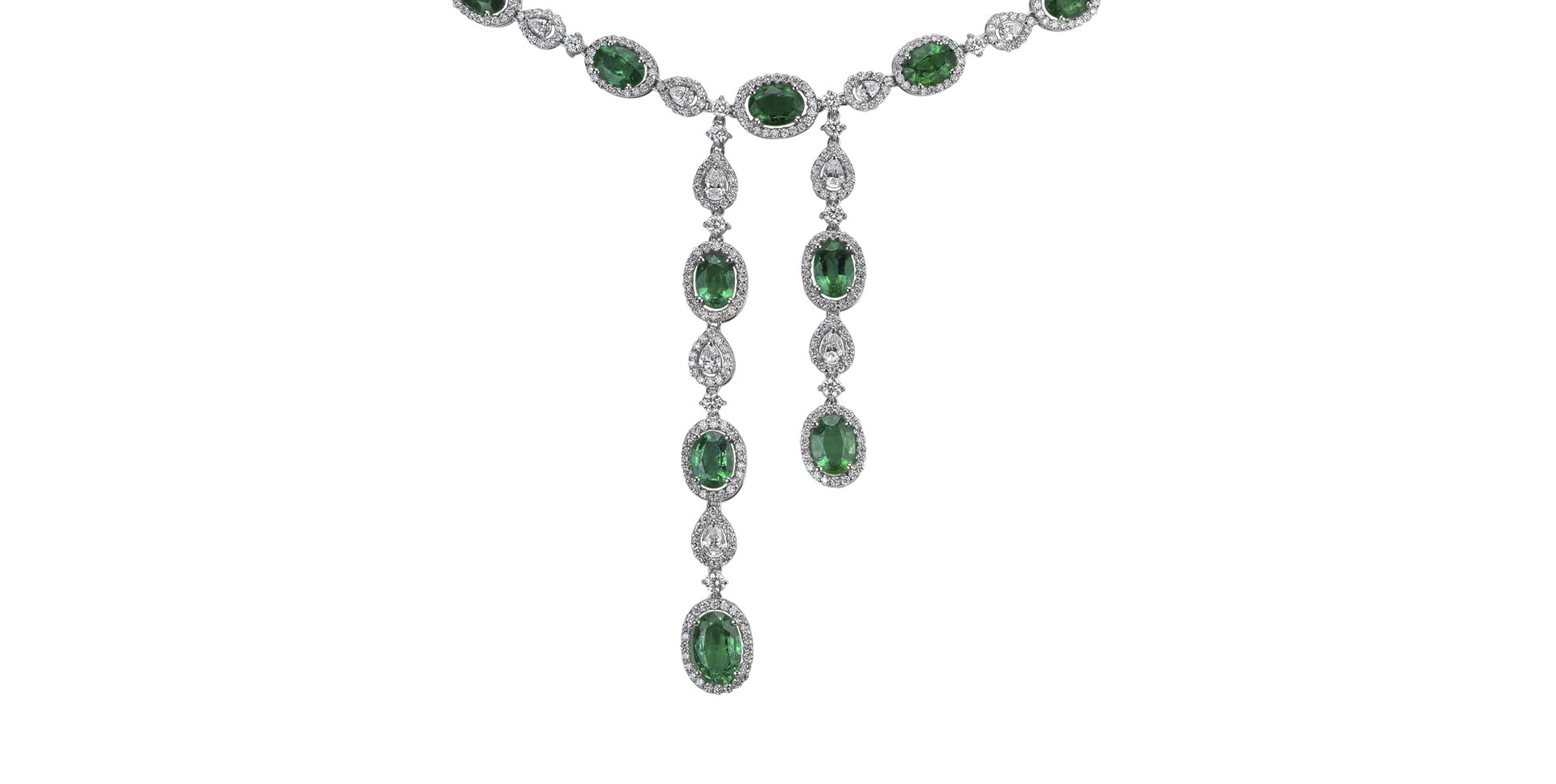 Diamond necklace with Emerald Emerald Ribbon