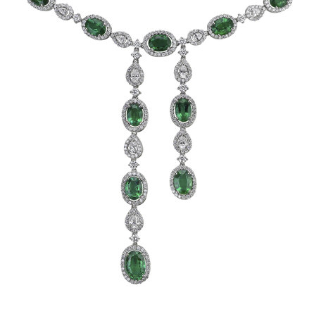 Diamond necklace with Emerald Emerald Ribbon