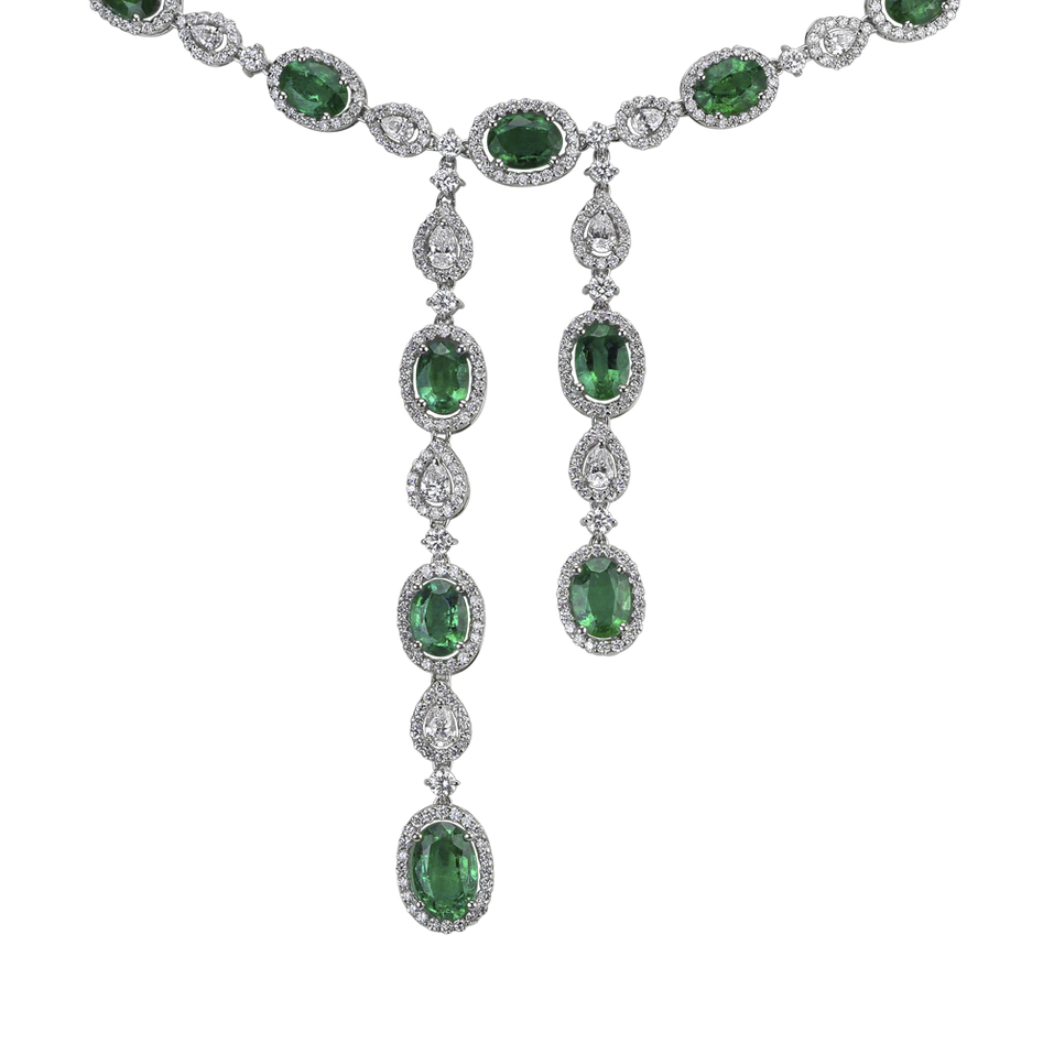 Diamond necklace with Emerald Emerald Ribbon