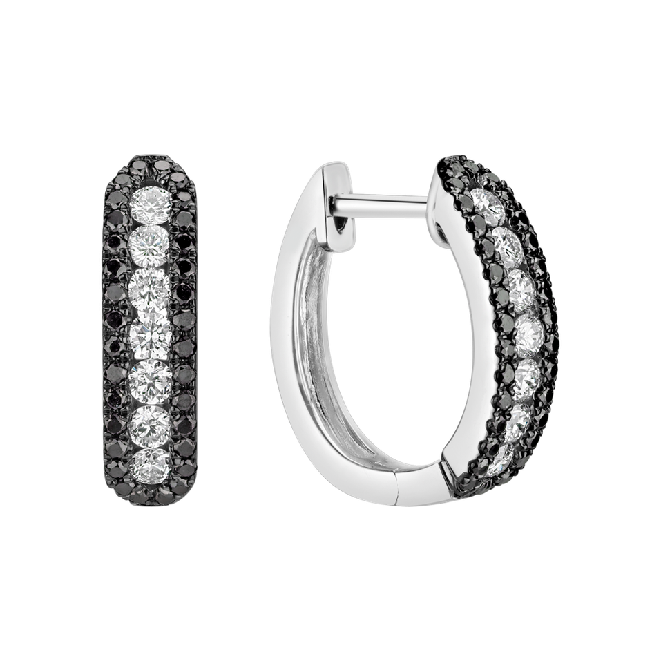 Earrings with black and white diamonds Midnight Dream
