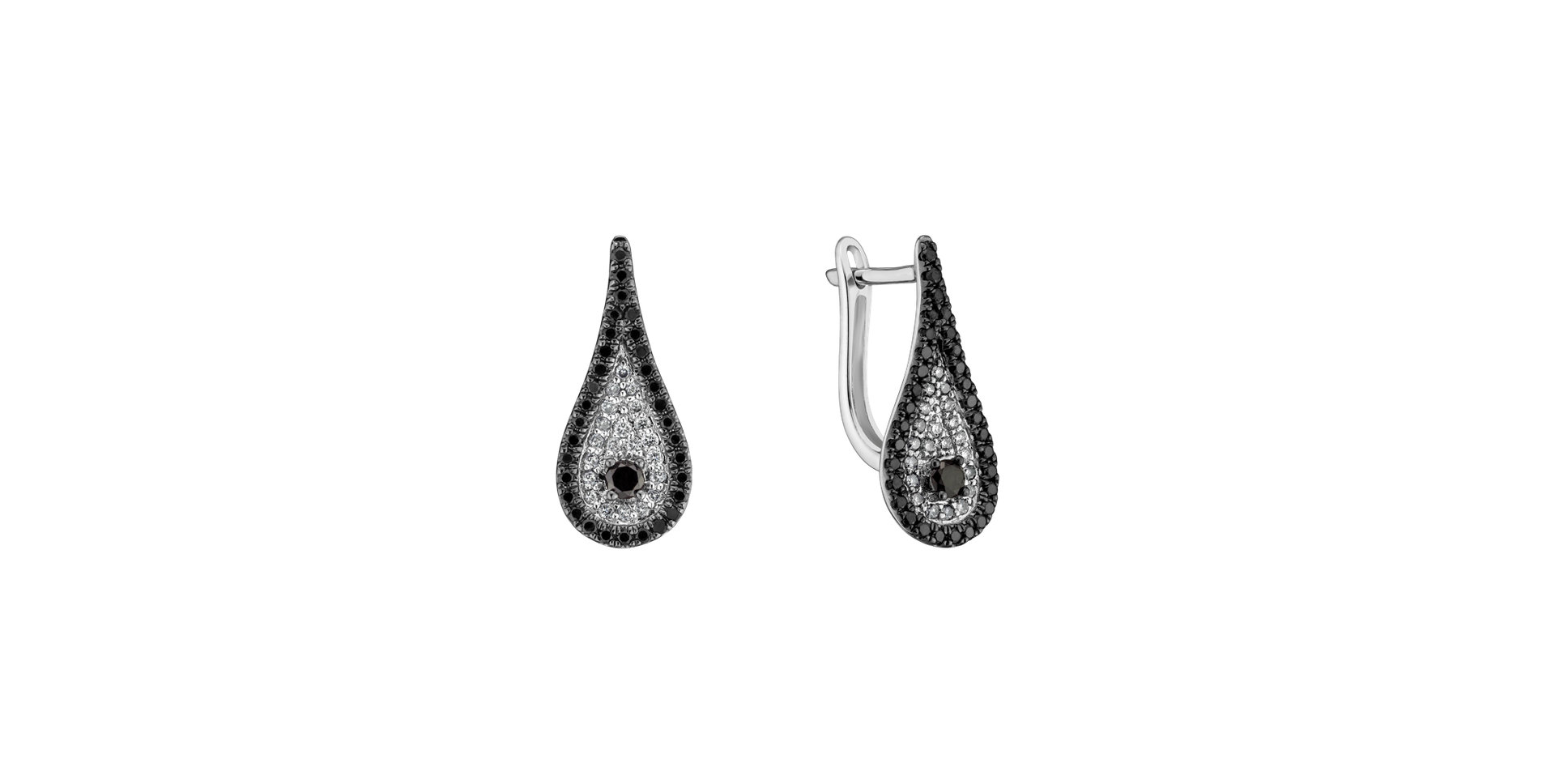 Earrings with black and white diamonds Tears of Joy