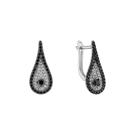 Earrings with black and white diamonds Tears of Joy