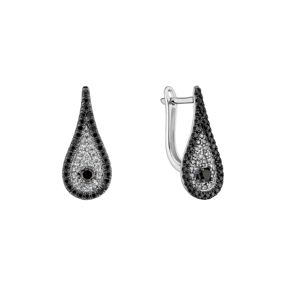 Earrings with black and white diamonds Tears of Joy