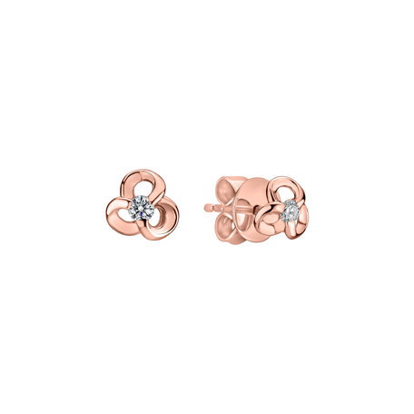 Diamond earrings Curled Flower