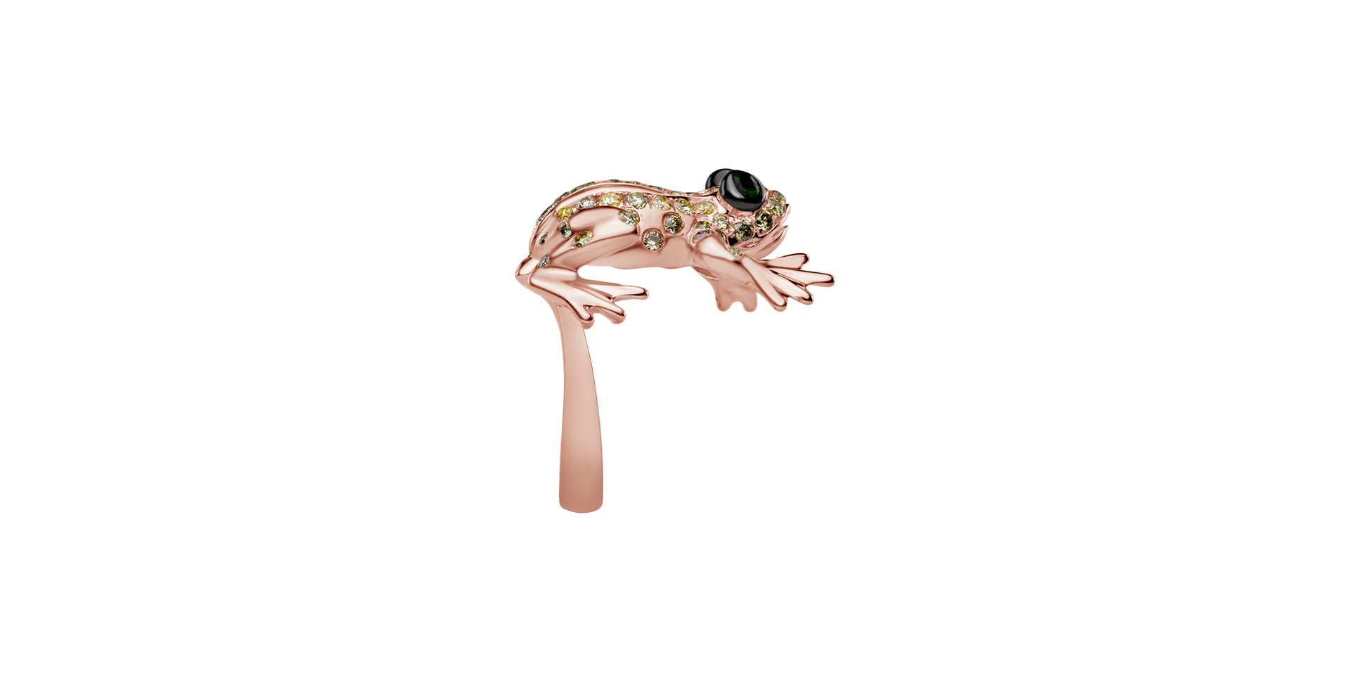 Ring with brown diamonds and Garnet Frog Prince