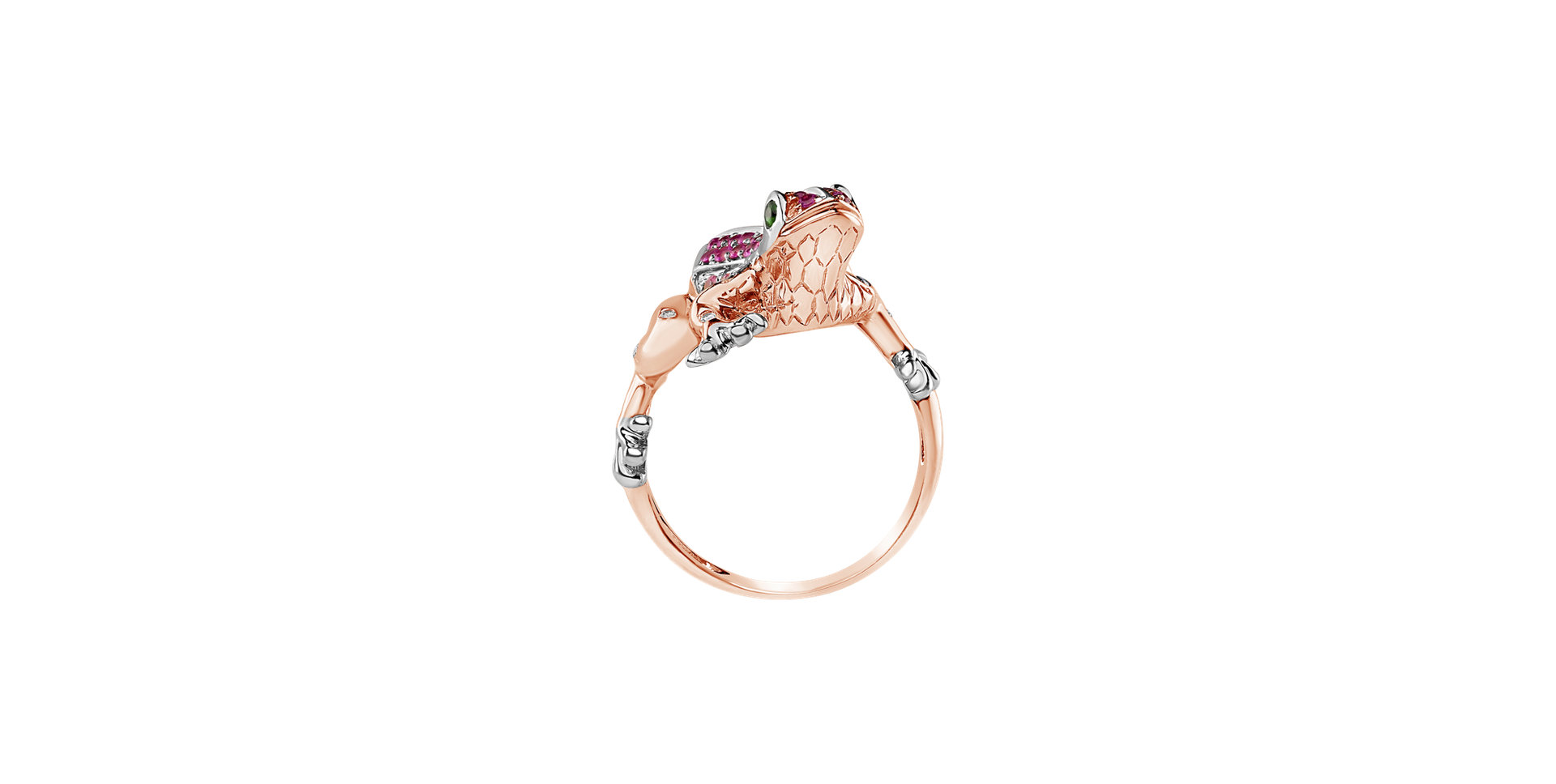 Ring with brown diamonds, Sapphire and Garnet Fairytale Frog
