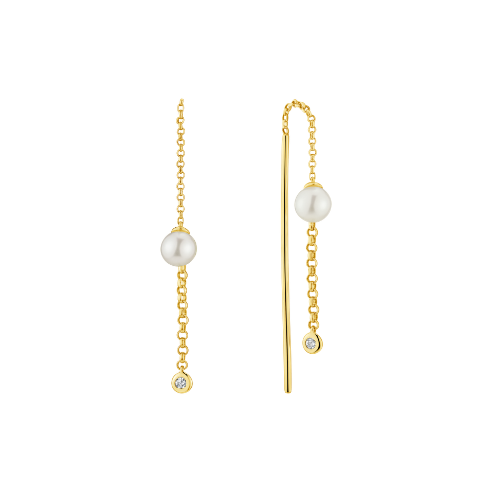 Diamond earrings with Pearl Ocean Deity
