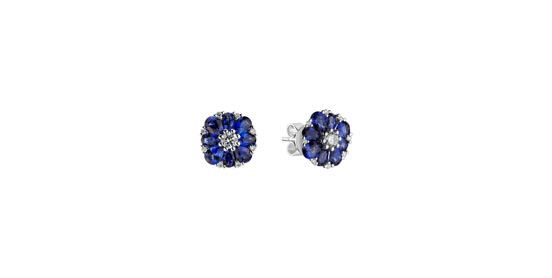 Diamond earrings and Sapphire Sky Flower