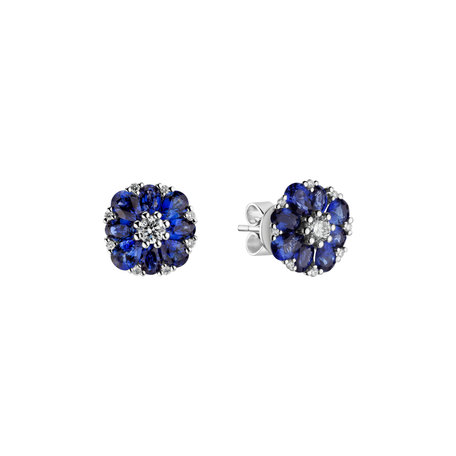 Diamond earrings and Sapphire Sky Flower