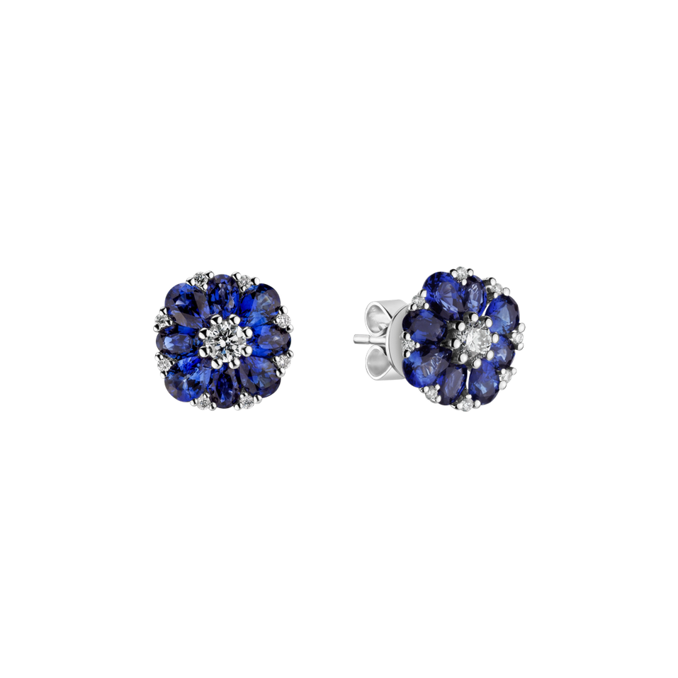 Diamond earrings and Sapphire Sky Flower