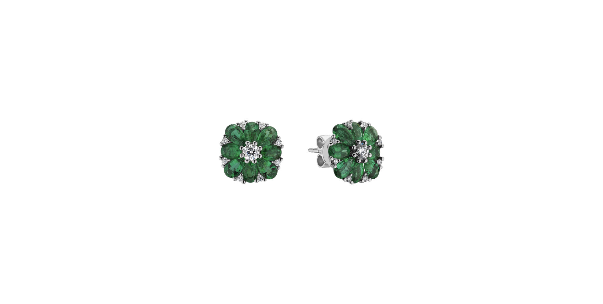 Diamond earrings and Emerald Simple Delight