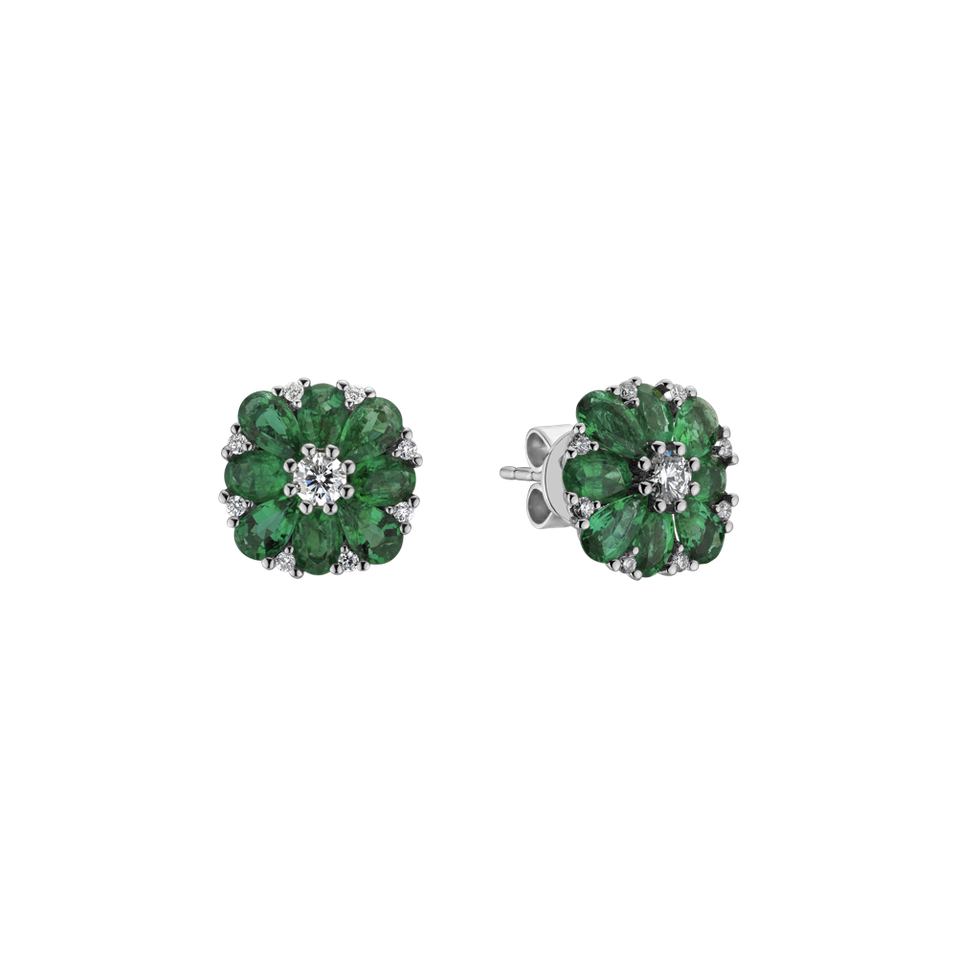 Diamond earrings and Emerald Simple Delight