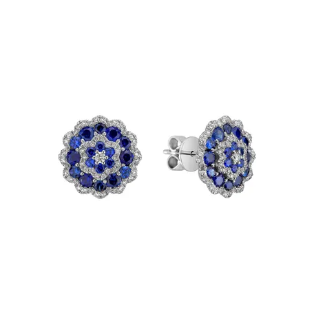 Diamond earrings and Sapphire Luxurious Mandala