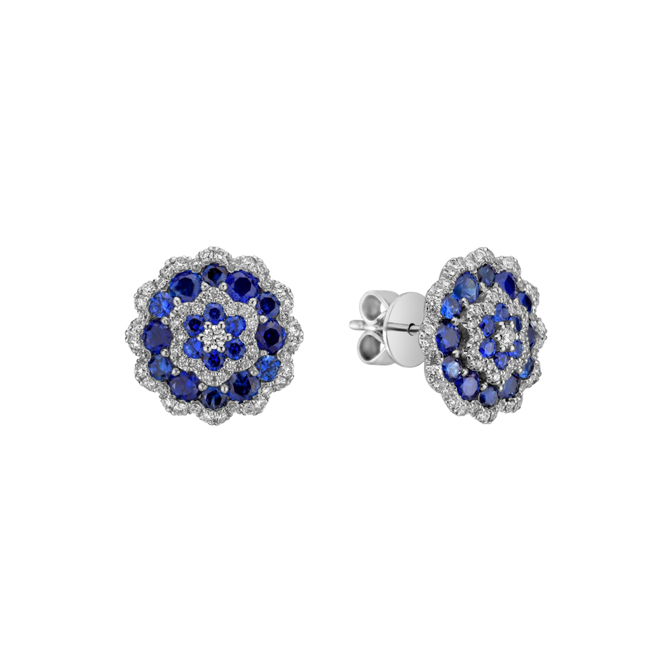 Diamond earrings and Sapphire Luxurious Mandala