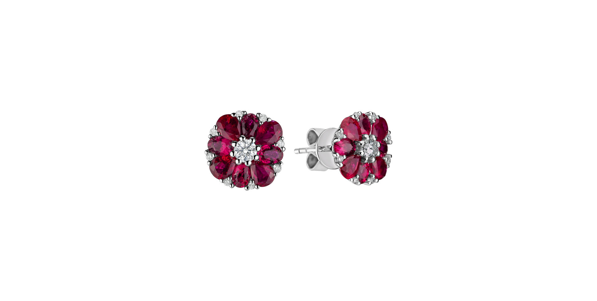 Diamond earrings and Ruby Red Blossom