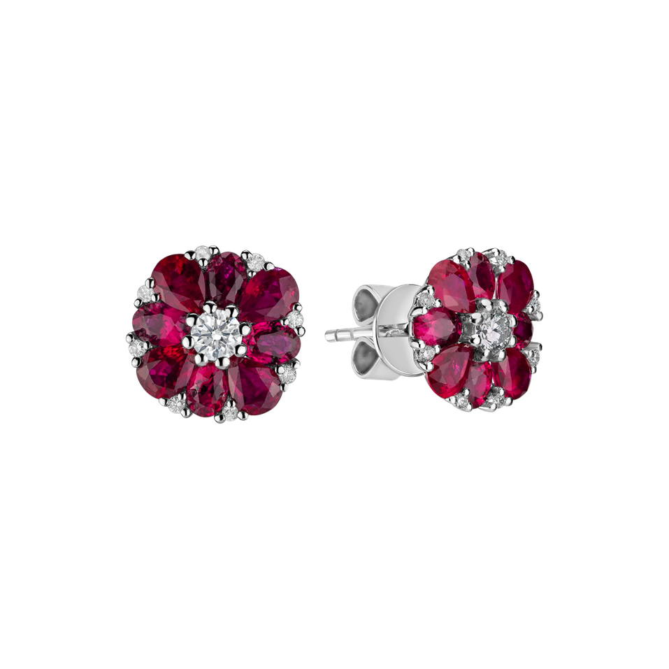 Diamond earrings and Ruby Red Blossom