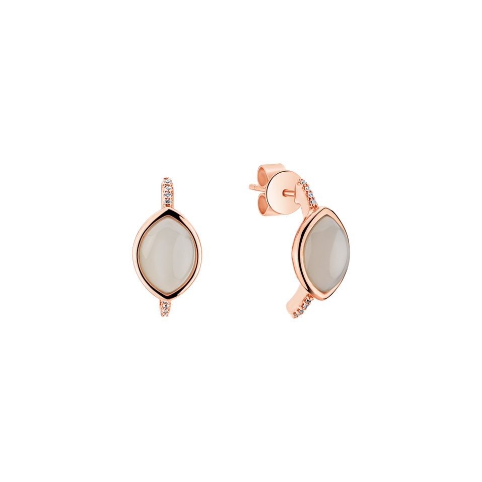 Diamond earrings with Moonstone Misty Dream