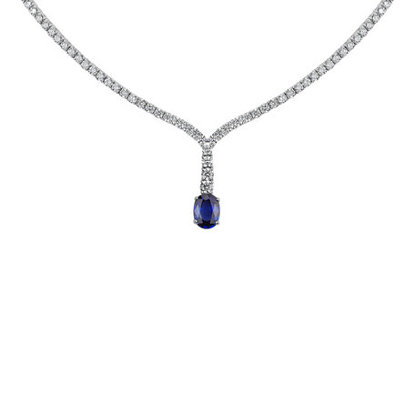 Diamond necklace with Sapphire Blue Grain
