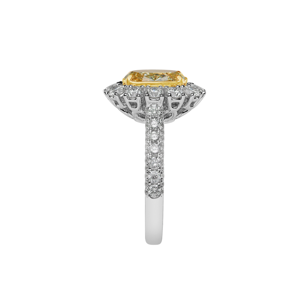 Ring with yellow diamonds and white diamonds Bright Sunrise