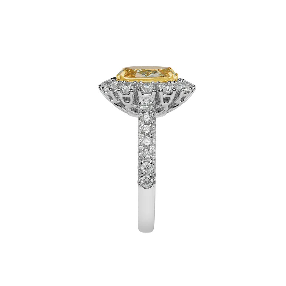 Ring with yellow diamonds and white diamonds Bright Sunrise