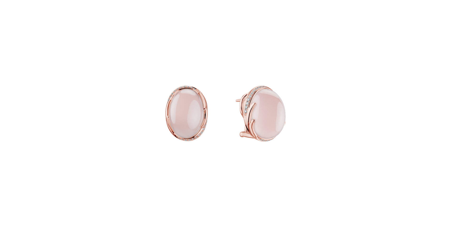 Diamond earrings with Rose Quartz Olearia