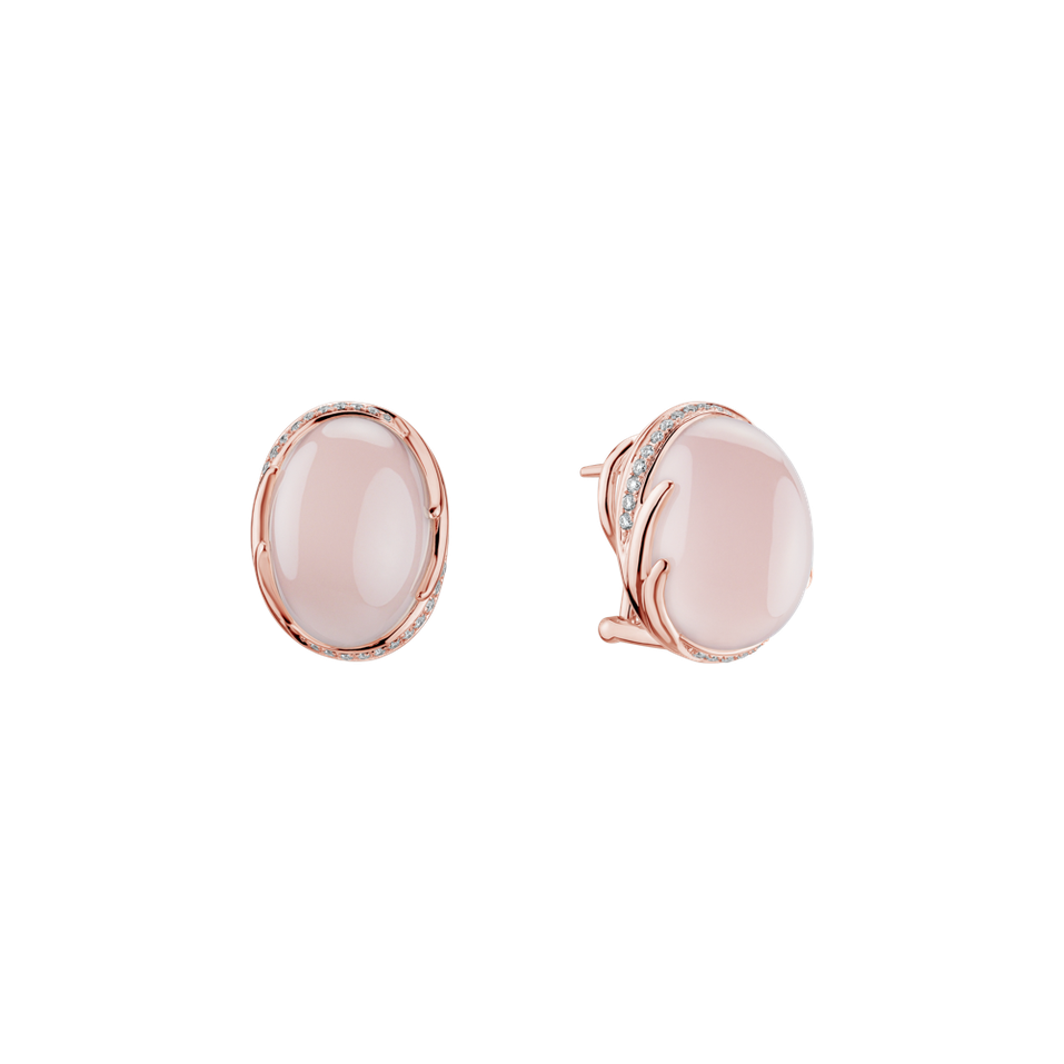 Diamond earrings with Rose Quartz Olearia